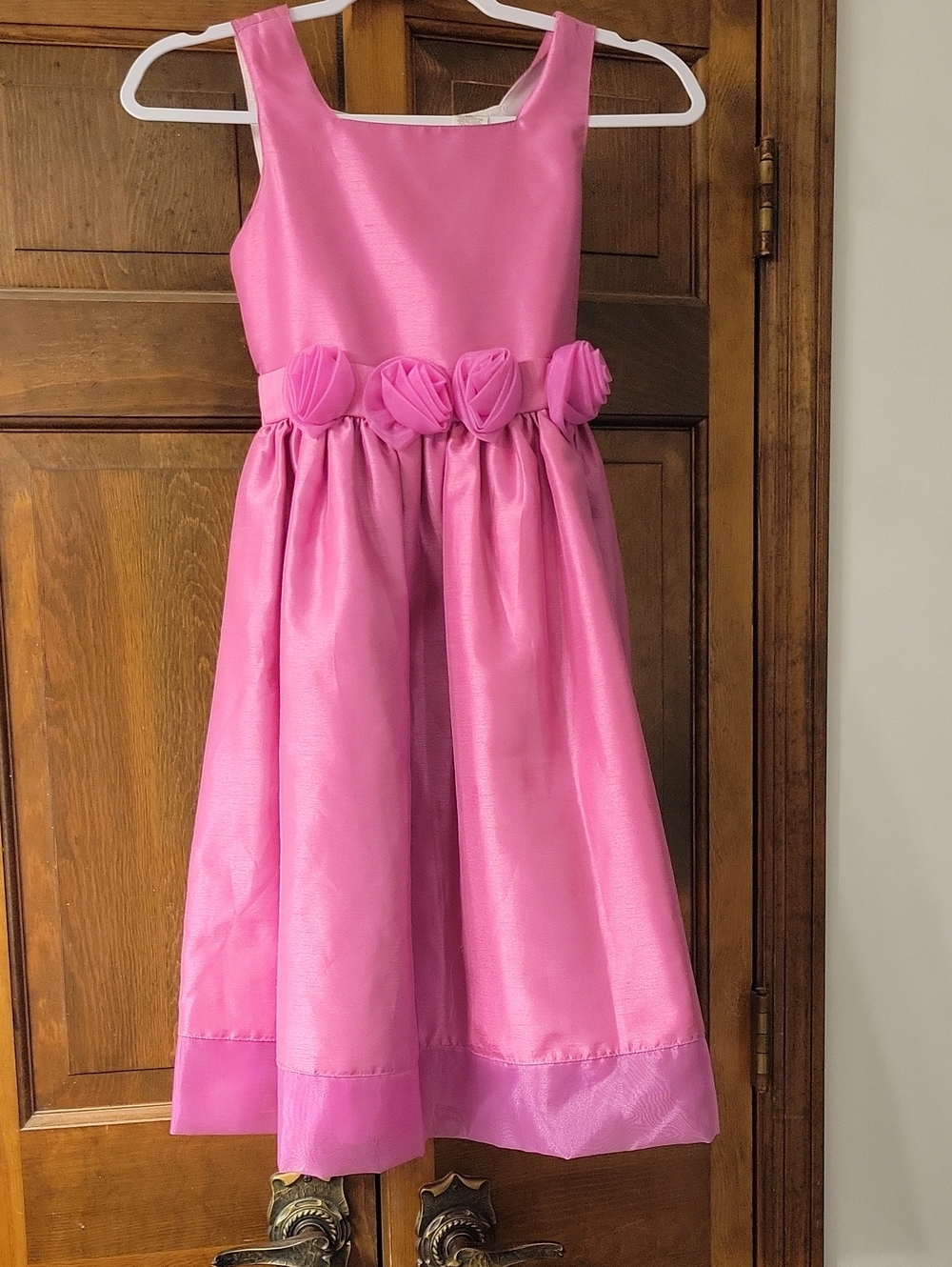 Girls' Pink Rosette Waist Formal Dress - Classic Party Gown
